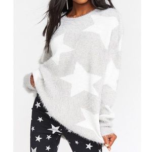 Fuzzy star knit sweater